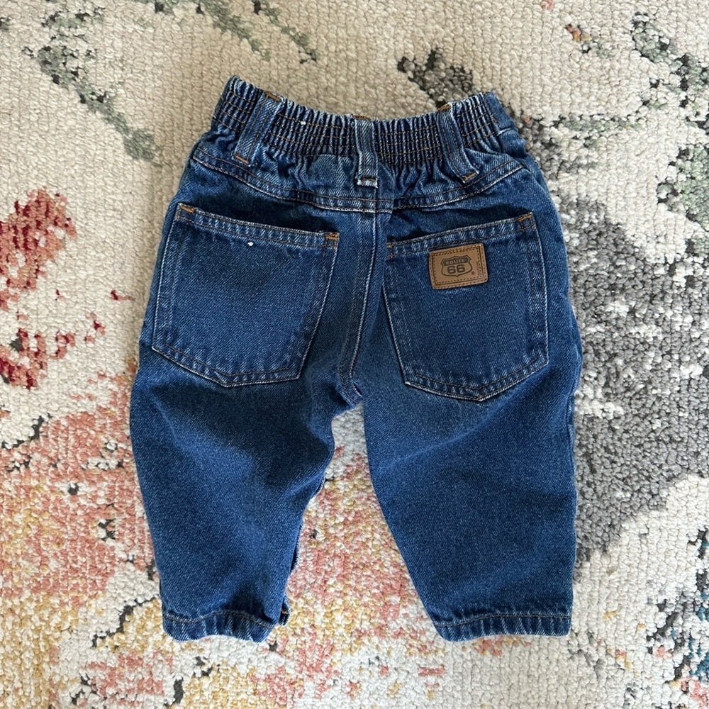 Vintage 90s Baby Jeans Route 66 Denim Jeans with Snaps Retro 100% Cotton 12M